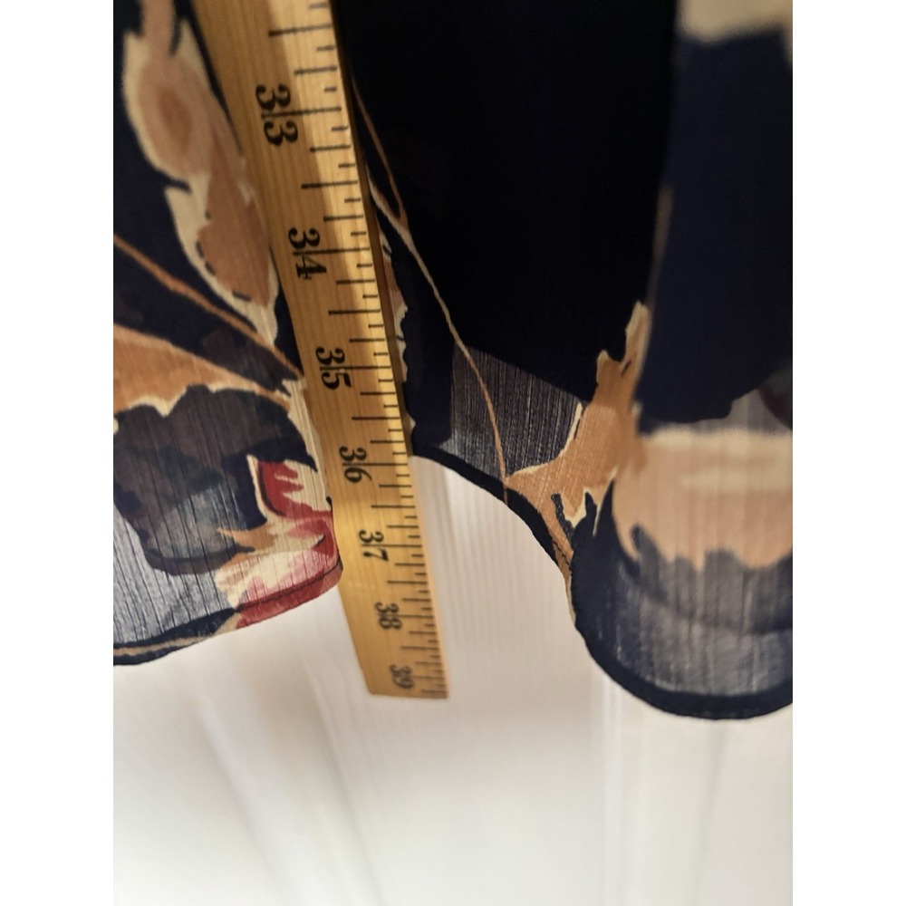 Lauren Ralph Lauren Floral Crinkle Georgette Tie Neck Dress Sz 14 - Picture 5 of 11